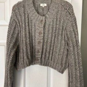 M - OZMA of California Gray Baby Alpaca Pima Cotton Cropped Cardigan